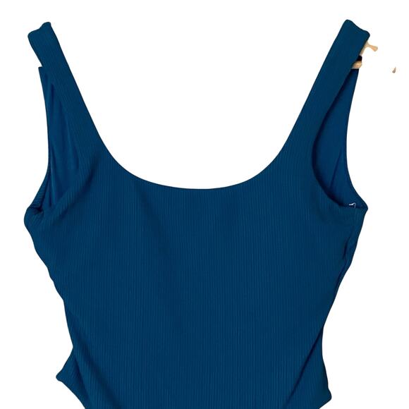 VITAMIN A Reese Scoop Neck Textured Ribbed One Piece Swimsuit Teal, NWOT, Large - Picture 8 of 14